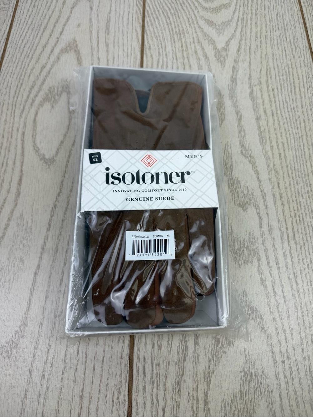 Isotoner Men's Genuine Suede Smartouch Winter Gloves XL Cognac $76